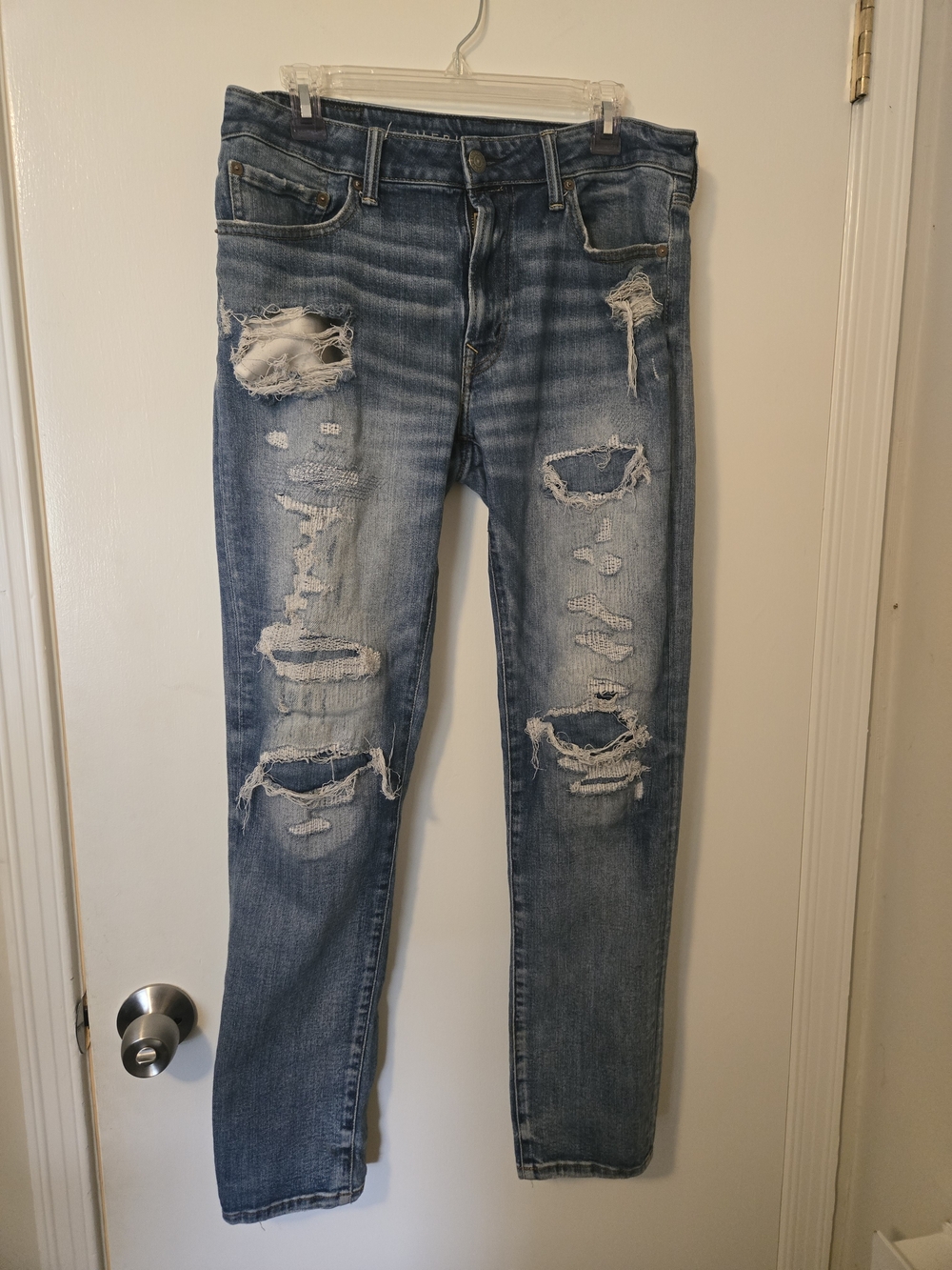 American Eagle Outfitters Distressed Light Blue Ripped Jeans